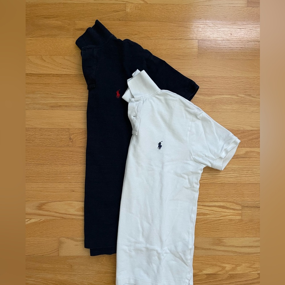 Ralph Lauren Navy and White Polo Shirts Classic Cotton Short-Sleeve
